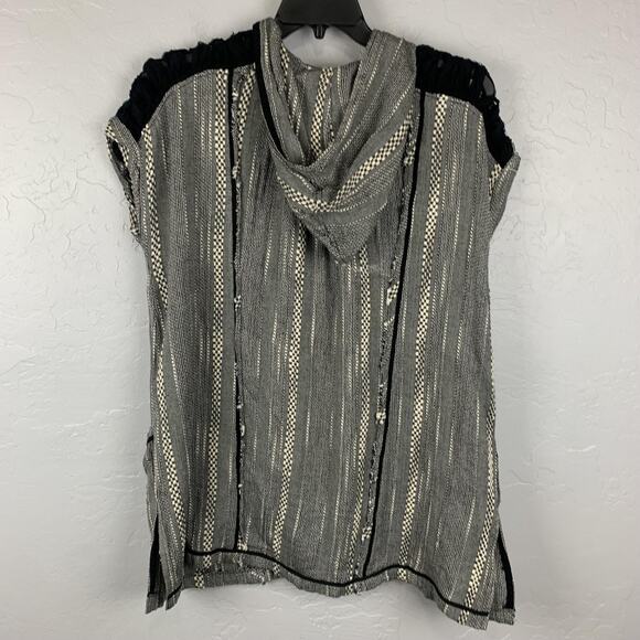 Free People Oversized Tunic Womens Small Hooded Boho Fringe Pockets Pullover Top - Picture 2 of 9